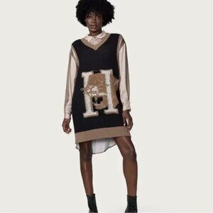 HONOR THE GIFT Mascot Sweater Vest Dress NWT XL Tan‎ Black